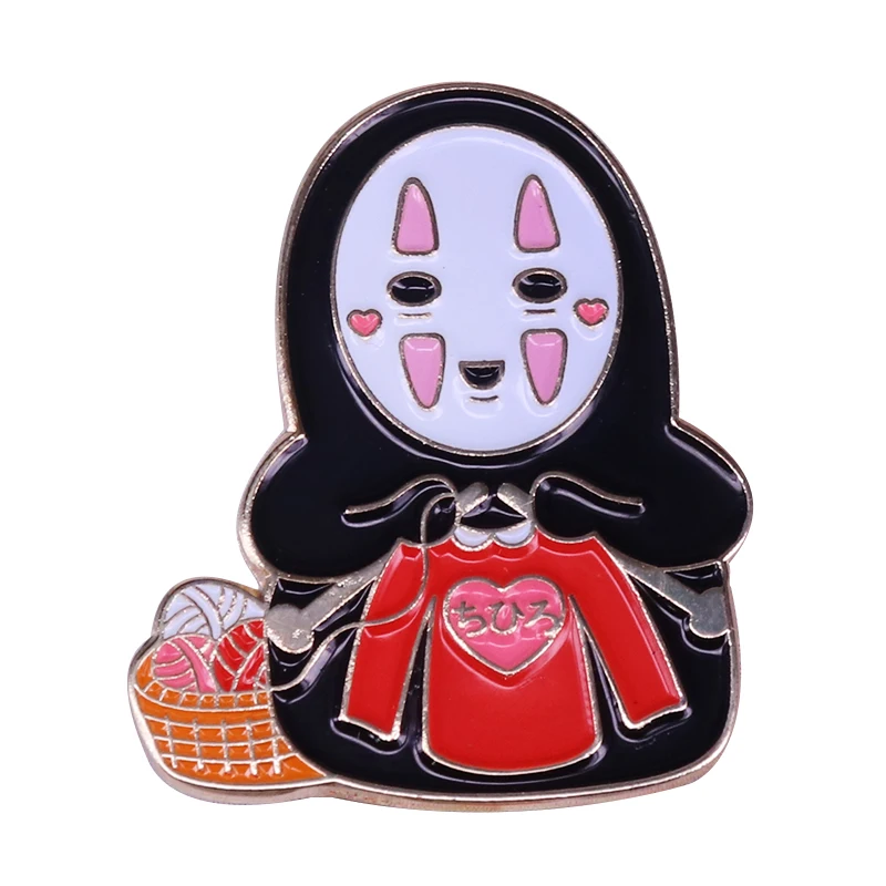 

Knitting no face hard enamel pin yarn basket brooch cute craft badge creative anime jewelry