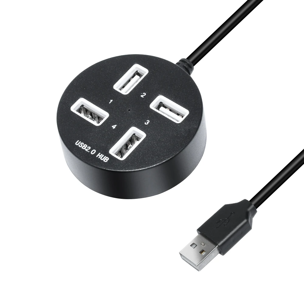 DeepFox Высокоскоростной 4-портовый USB 2,0 мульти концентратор разветвитель расширения круглой формы 4 порта USB 2,0 мульти концентратор адаптер для настольного ПК