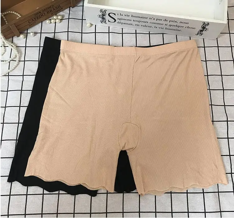 

MAX 120KG Plus size Vertical stripes High elastic cotton pants,anti chafing legs for larger pants Safety Short Pants women 6618