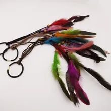 1 шт./упак. красочные перья бижутерия, подвязанные лентой, с объемной волной, дредлоки, для увеличения объема, бусины Кольца Наращивание волос Средства по уходу за волосами Аксессуары