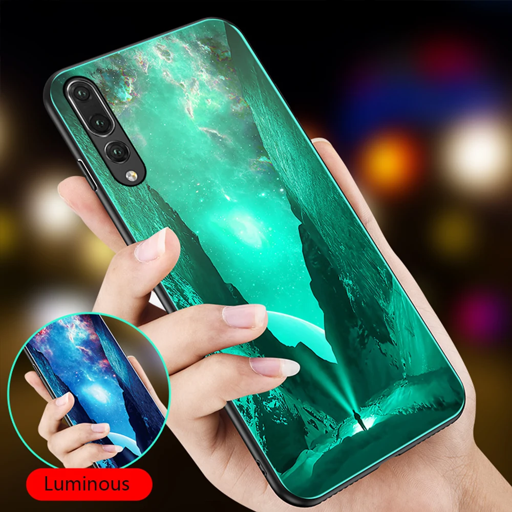 Luminous Phone Cover For Huawei Honor Play 7X 8 8X Max 9 10 Lite P20 P30 Mate 20 Pro P10 Nova 3 Tempered Glass Cases | Мобильные