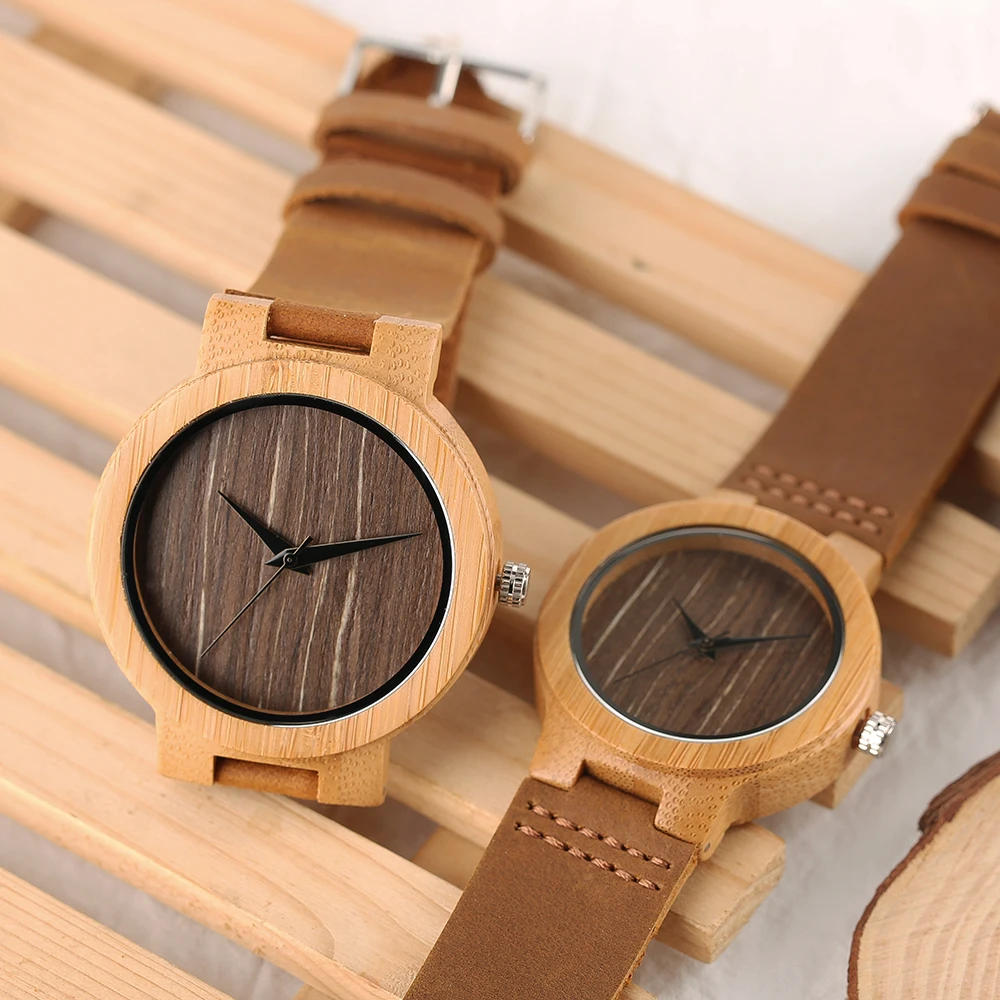 Lover's Watch Round Wooden Wristwatch Quartz Watch for Couple Men 45mm Dial Women 38mm Dial Brown Simple Analog Watches Lover's Watch Round Wooden Wristwatch Quartz Watch for Couple Men 45mm Dial Women 38mm Dial Brown Simple Analog Watches