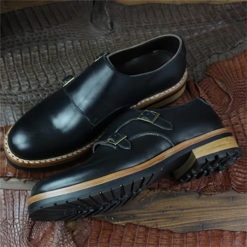 Sapatos Genuíno Made Em Maloneda Preto Alças Homens Custom Deslizamento Vestido Sapatas Como De Goodyear Com Monge Welted Seu Dos Pedido Couro Duplas A XZEEwq5xB
