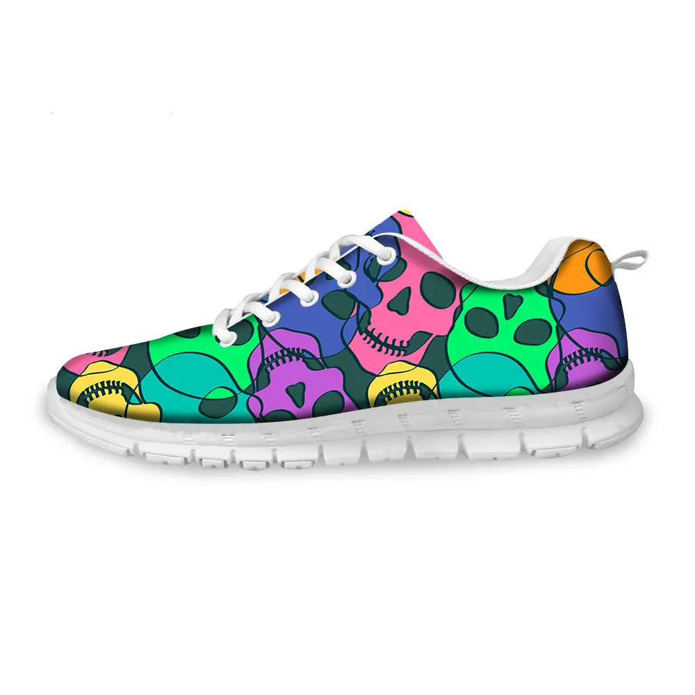 

THIKIN Funny Skull Pattern Lightweight Mesh Shoes Woman 3D Pattern Custom For Women Students Casual Comfort Walking Sneakers