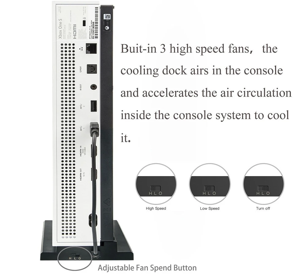 Игровая консоль вертикальная подставка охлаждающий вентилятор с высоким/Низкий уровень двойной Порты USB расширен для Xbox One Slim консоли держатель стенд