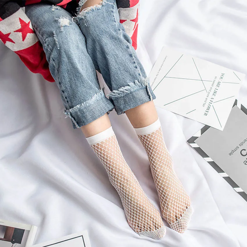

Ladies sexy fashion invisible fishnet socks spring hollow mesh yarn socks CA12 white lace calceines mujer