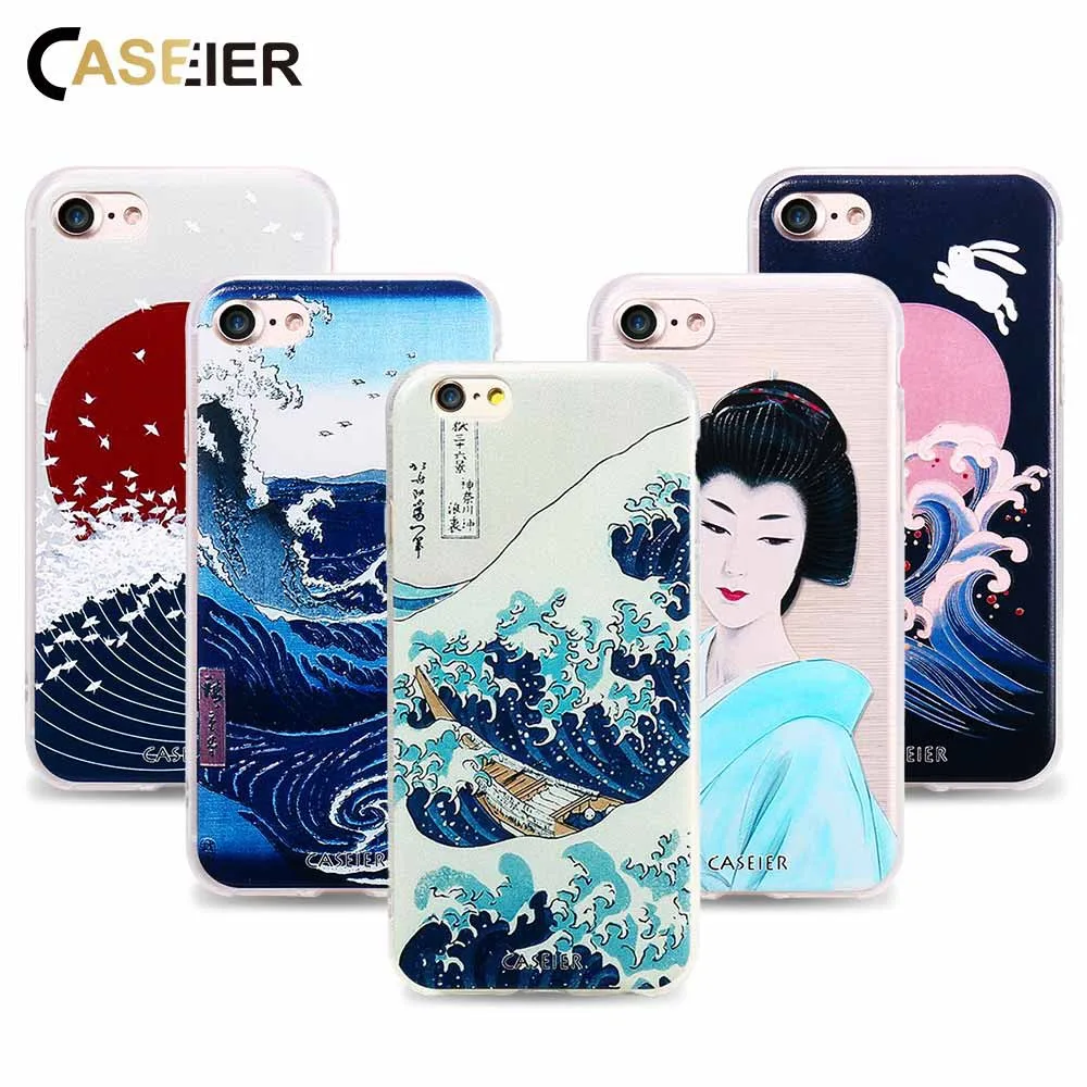 Caseier рисунком чехол для iPhone 6 6S 7 8 plus крышка Япония Стиль Мягкие TPU ультра тонкий