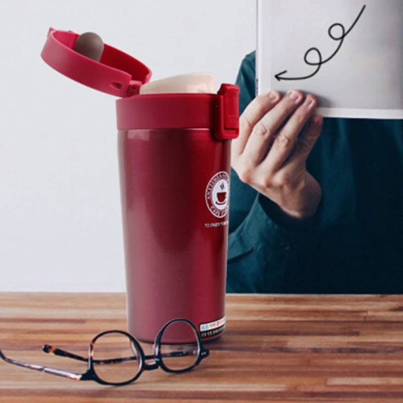 480Ml Creative Bouncing Coffee Cup Portable Couple Cup Fashion Mug Double Layer Stainless Steel Cup