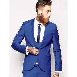 Slim Fit смокинг для жениха Мужская костюм Королевский синий Groomsmen terno свадебный ужин мужские костюмы best человек Жених (куртка + брюки + галстук +