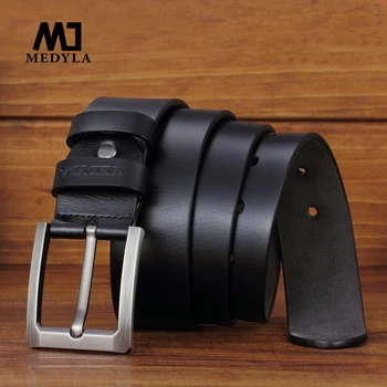 

MEDYLA New Cow Genuine Leather Brand Strap Male Belts Luxury Design for Men Classice Vintage Belt Pin Buckle Cowskin Waistband