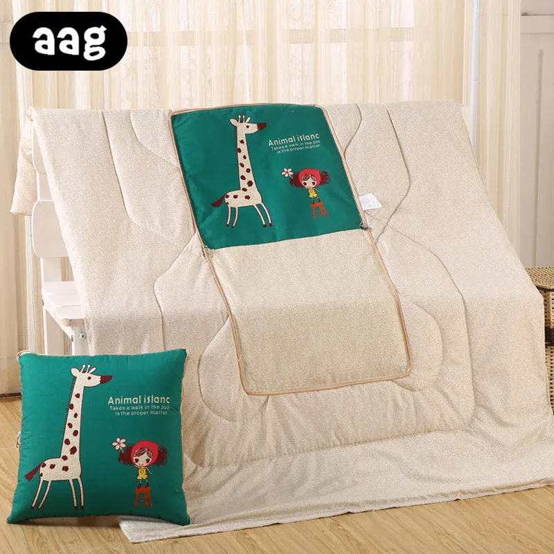 Multifunctional cotton cartoon quilt blanket portable foldable square throw pillow home office car air conditioning quilt