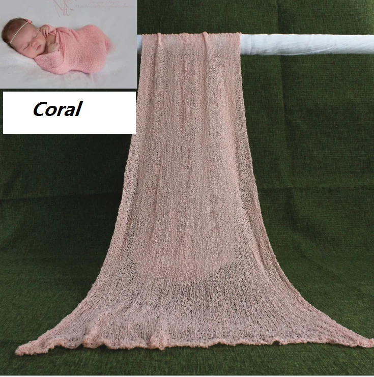 Новорожденный реквизит для фотосессии одеяло хлопковое обертывание растягивающееся детское одеяло пеленание новорожденный фотосессия - Цвет: Coral