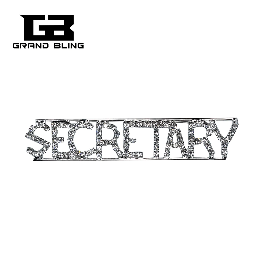 

Unique Profession Gift Crystal Brooch Jewelry "Secretary" Word Lapel Pin