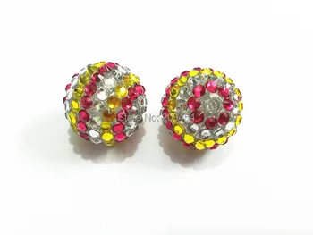

Newest !! 22mm 100pcs/lot Hotpink/White/Yellow Stripe Resin Rhinestone Beads
