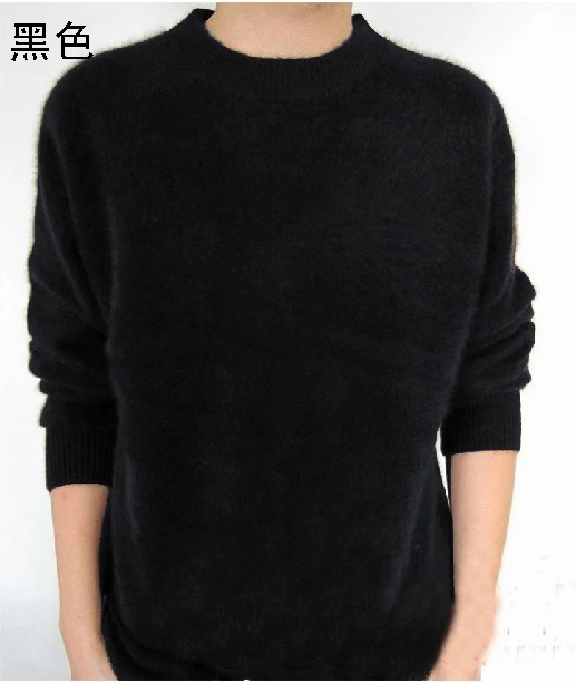 Lafarvie, распродажа, стандартные одноцветные пуловеры с длинными рукавами и круглым вырезом, Норка, кашемир, осень и зима, мужской официальный вязаный свитер - Цвет: Черный