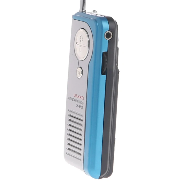 OOTDTY Mini Portable Auto Scan FM Radio Receiver Clip With Flashlight Earphone DK-8809