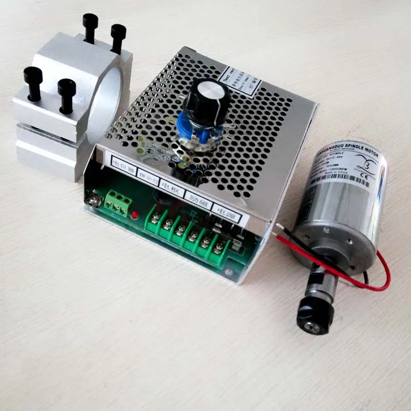

200w dc spindle motor + 52 mm clamp (send four screws) + Speed control power supplyPower Supply Speed Governor For DIY Engraving