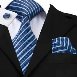 C-337 мужские галстуки Мода 2016 года аксессуары в полоску синий и Steelblue Классический шелковый галстук Бизнес Повседневное Вязаные Галстуки