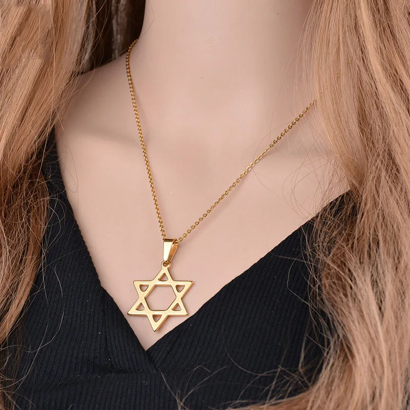 39x30 мм золото серебро еврейская звезда Давида, кулон, ожерелье, ювелирные изделия из нержавеющей стали, ожерелье, Израиль, подарок для женщин, Прямая поставка