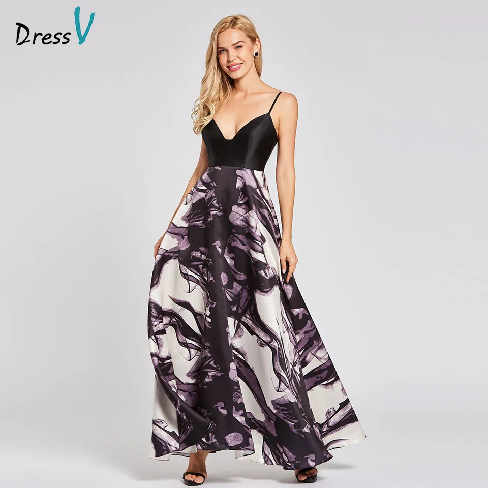 

Dressv black long evening dress cheap spaghetti straps sleeveless a line empire wedding party formal dress evening dresses