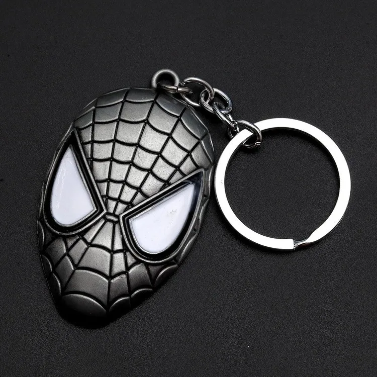 Горячие металлические Marvel Мстители Человек-паук Маска брелок мультфильм фигурка супергероя Человек-паук кулон брелок с кольцом для ключей подарок - Цвет: Silver