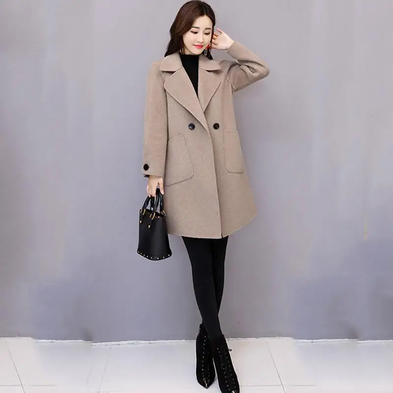 2019 gray Solide Pardessus qian Outwear V509 Tuo mi Laine Femmes Épaississent Se Pinck Hiver Automne Se Veste Mélanges Manteaux Chaud De Ka Mince Femme Occasionnel Dames CdBoex