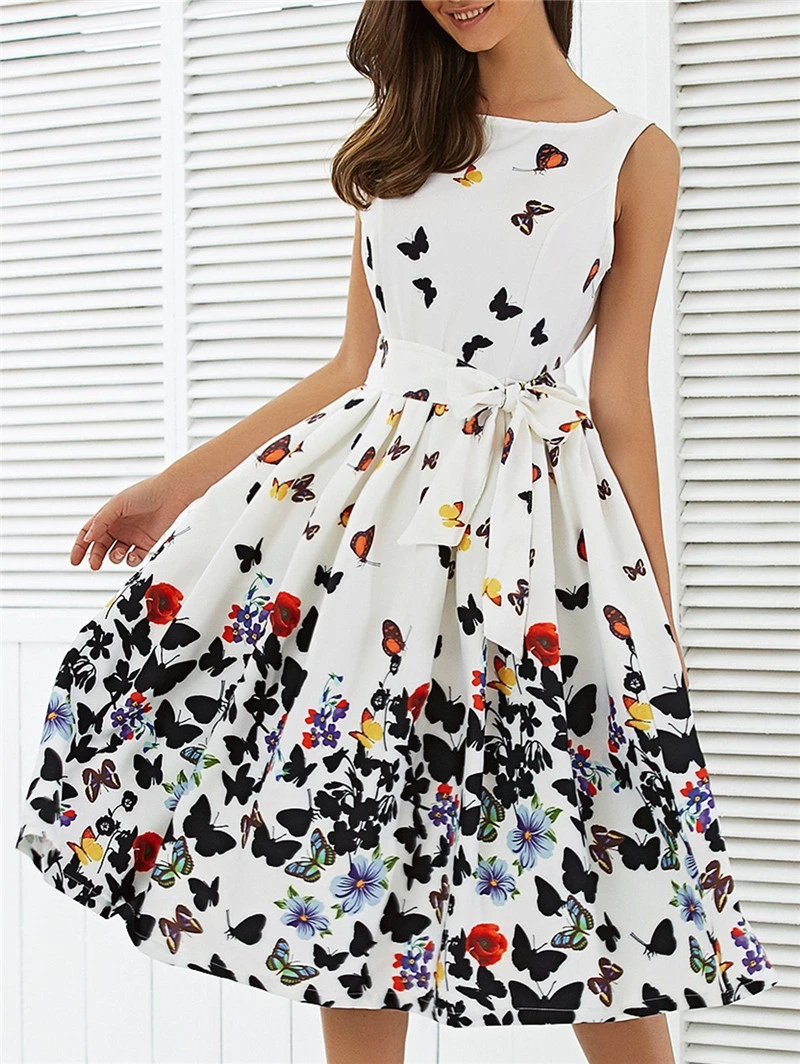 LILIHOT Frauen Partykleid Weinlese Schwingen 50S Hausfrau Beil/äUfiges Abend Party Abschlussball-Kleid /ÄRmellos Vintage Festlich Abendkleider Cocktailkleid Ballkleid Lang Brautjungfern Kleid