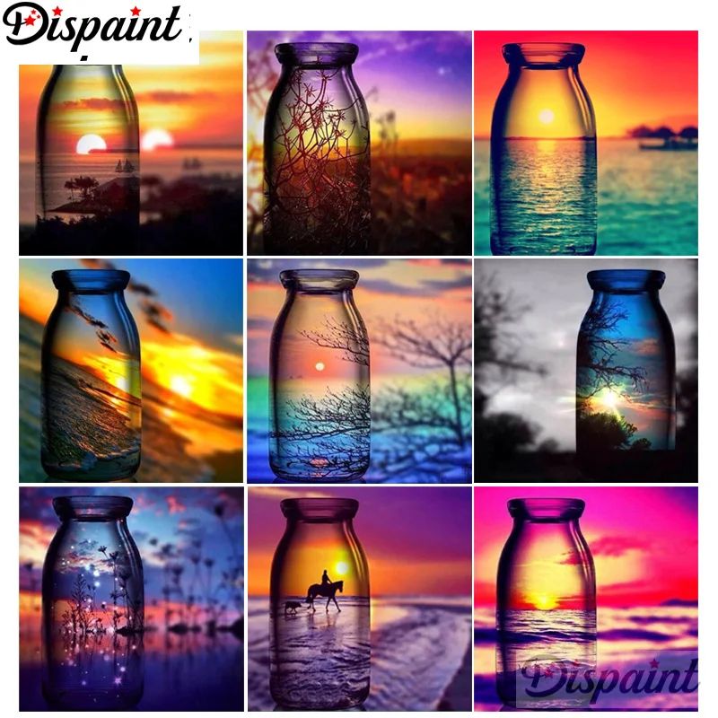 

Dispaint Full Square/Round Drill 5D DIY Diamond Painting "Sunset cup landscape" 3D Embroidery Cross Stitch 5D Home Decor Gift