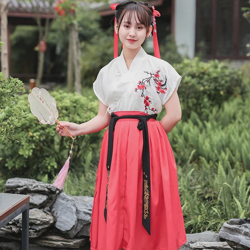 Hanfu Женский костюм, народная одежда для танцоров, платье принцессы, Китайская вышивка, танцевальные костюмы, древняя одежда для выступлений, сценическое шоу DN3604
