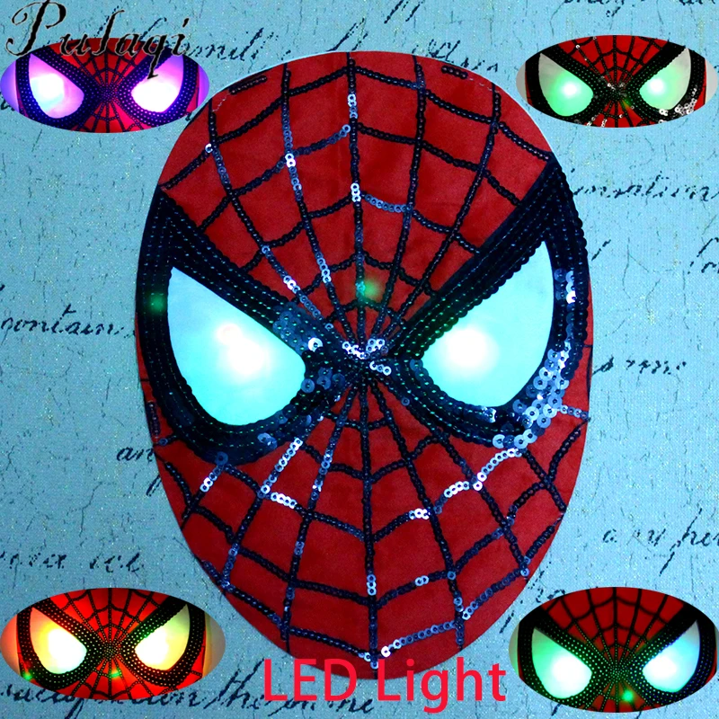 

Pulaqi Cartoon Spiderman Patch Multicolour LED Light Sequins Patches On Clothes Sewing On Patches Wholesale For Kids Clothing F