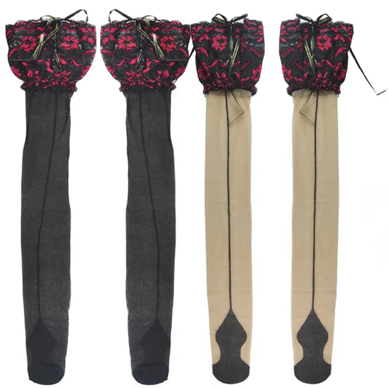 Сексуальные сетчатые ажурные чулки для женщин, облегающие высокие женские чулки, широкие кружевные силиконовые Чулки с цветочным принтом