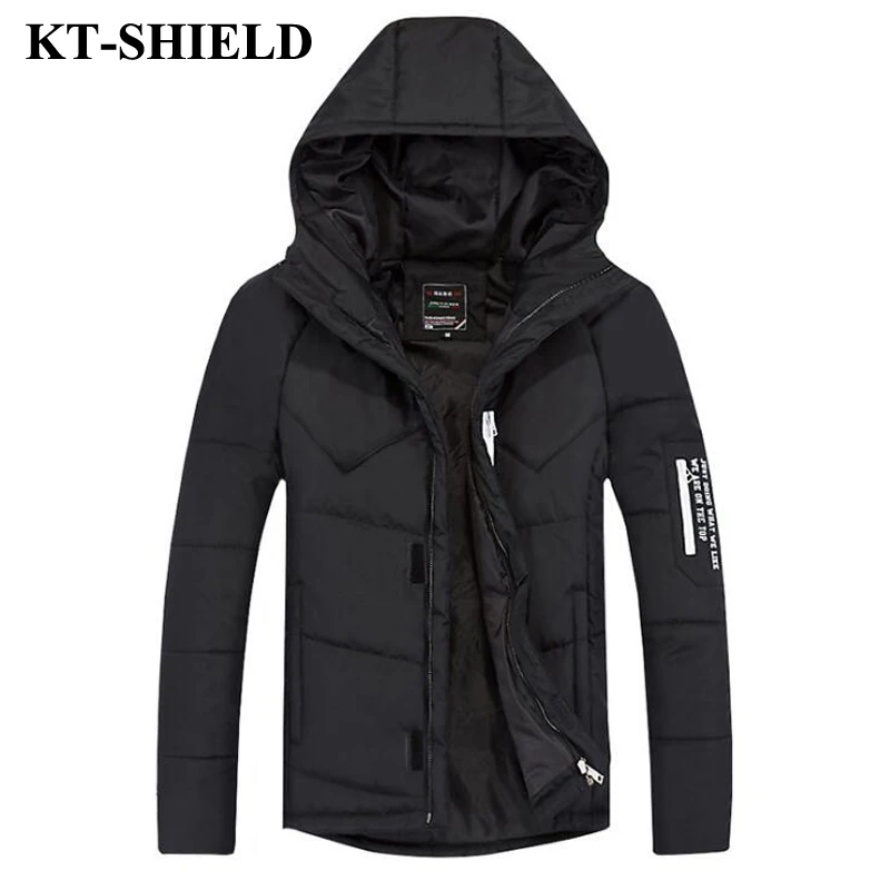 Winter Jackets Coats For Men 2016 New Slim Hooded Down Cotton Padded Coats Parkas Thick Black