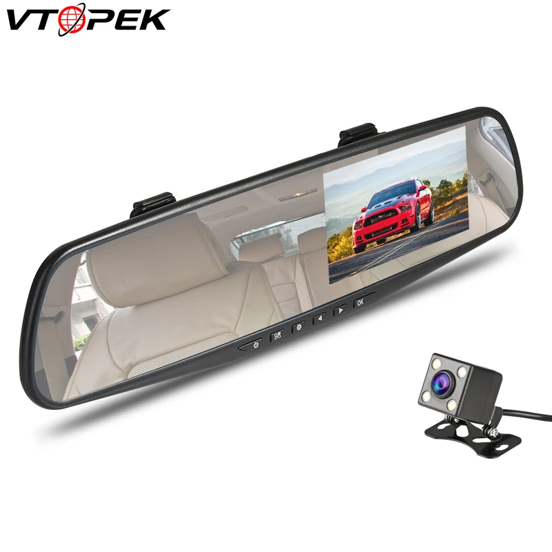 Vtopek 4 3 дюймов Full HD Автомобильный видеорегистратор 10B0P Автомобильное Зеркало