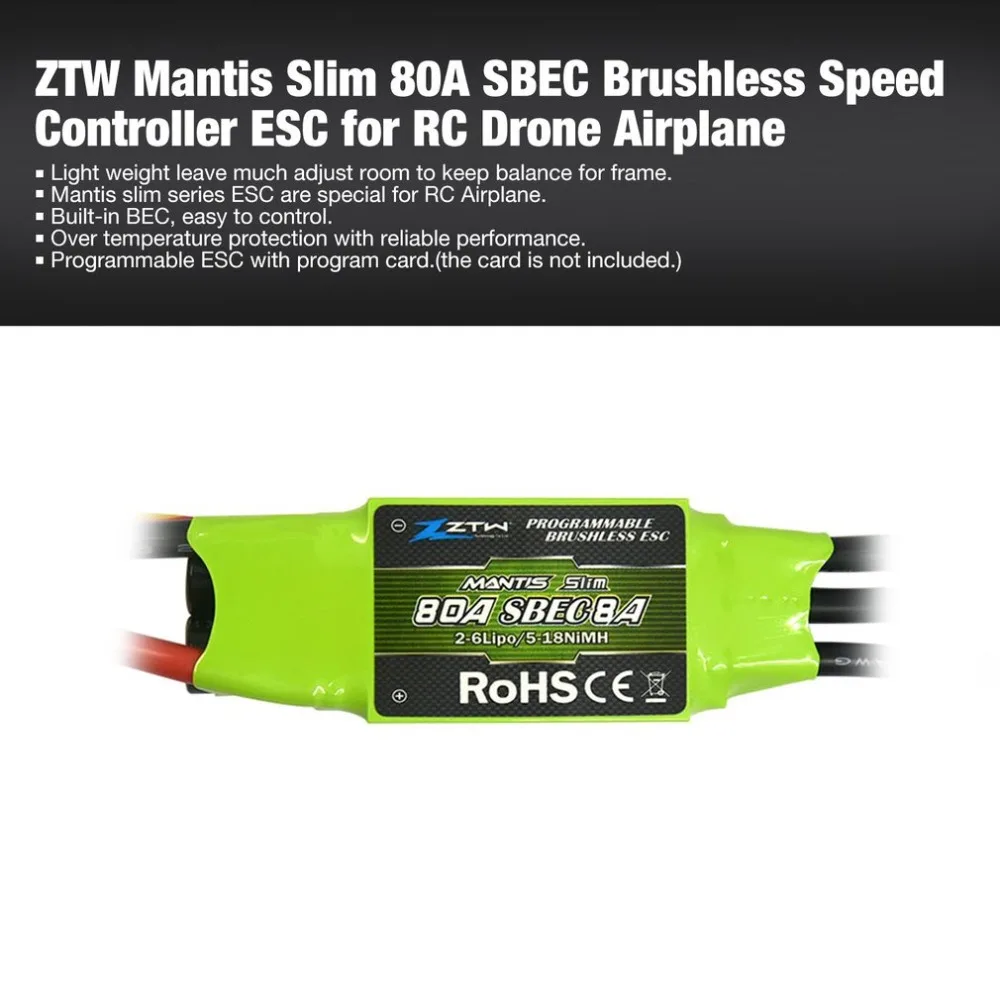 ZTW Mantis Slim 15A SBEC бесщеточный скоростной контроллер программируемый ESC для RC