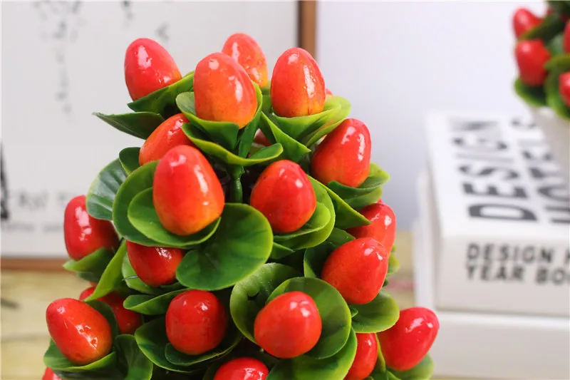 Новые пластиковые искусственные цветы из пены+ ваза любовь фрукты маленький бонсай поддельные растения для свадьбы дома вечерние украшения отеля 1 комплект