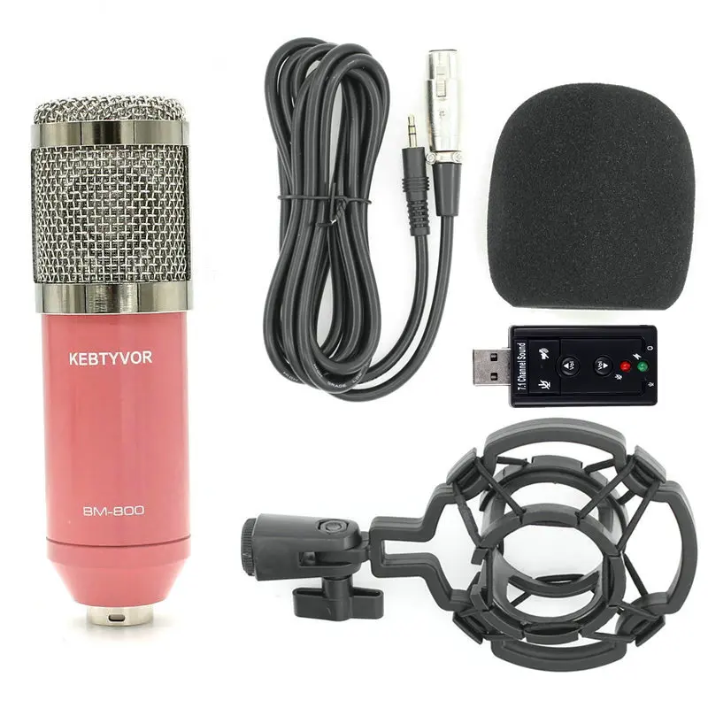 

Hot BM800 Dynamic Condenser Wired Microphone Mic Sound Studio Recording With Shock Mount