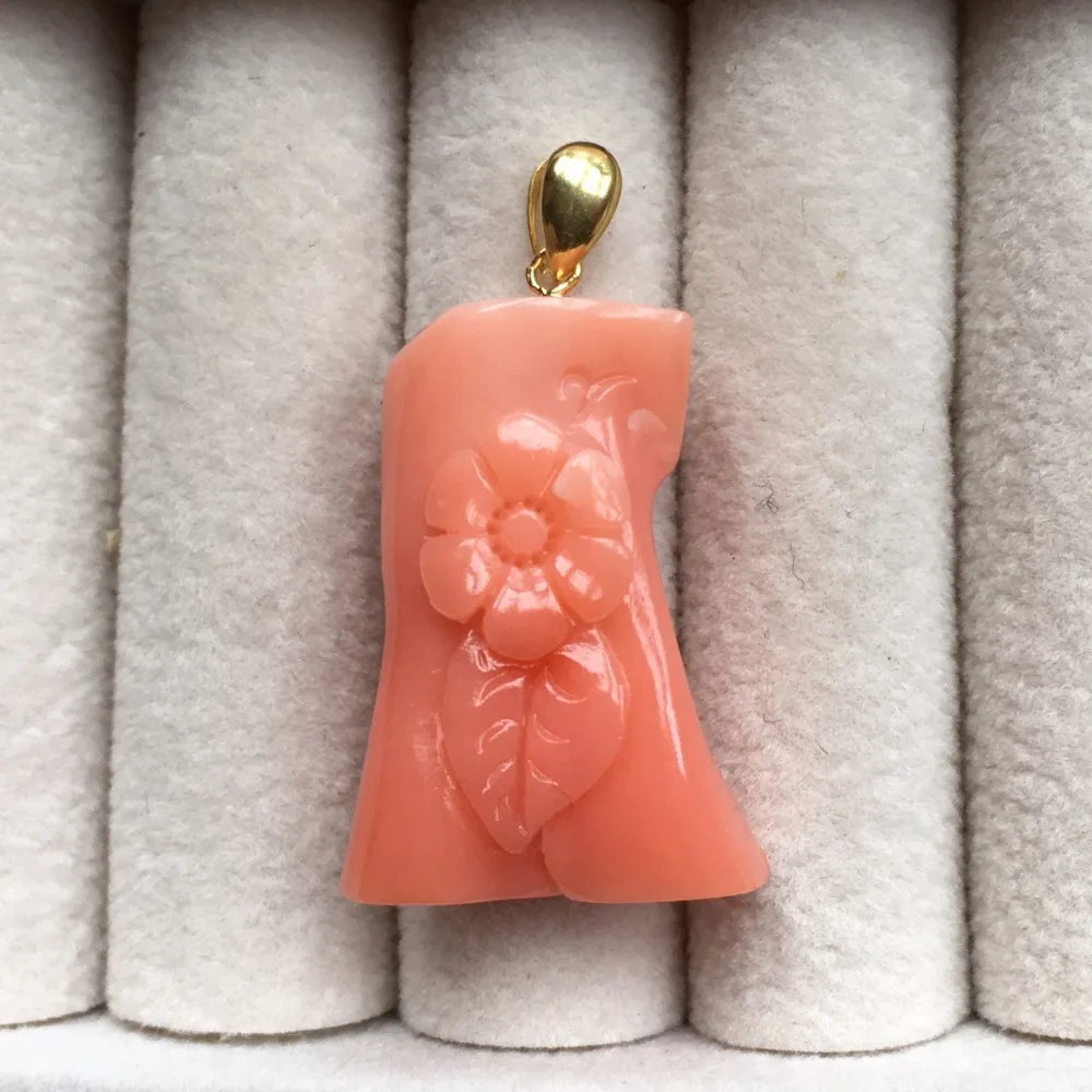 Fine Jewelry Real 18K Gold AU750 G18K Natural 100% Precious Coral Pendant Diamond Gemstone Necklaces for Women | Украшения и