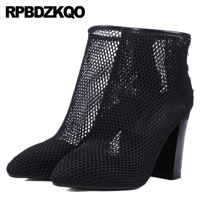 luxury rivet pointed toe ankle boots