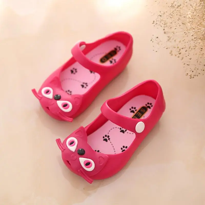 

Fashion Baby Girls Cute Pattern Jelly Shoes Toddler Kids Summer Fashion Candy Color Cute Cat Soft Cartoon Sandals
