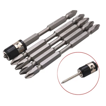 

5PCS S2 Screwdriver Bits Set 100MM Phillips Strong Magnet Driver Steel Double Head Hex Shank With Magnetizer Ring