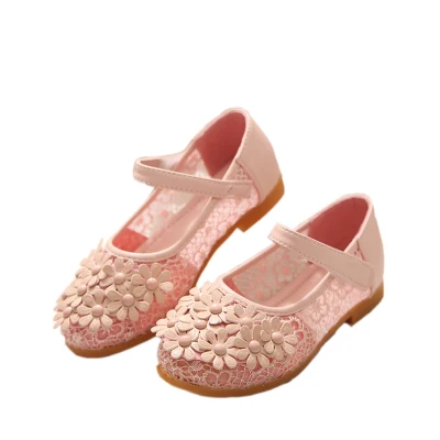 Online 2019 new summer girls in the small children hollow lace flowers net shoes bow Princess sandals