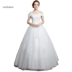 Ruthshen настоящая фотография Свадебное платье 2018 Корея блестками кружево свадебное платье для принцессы дешевые с открытыми плечами