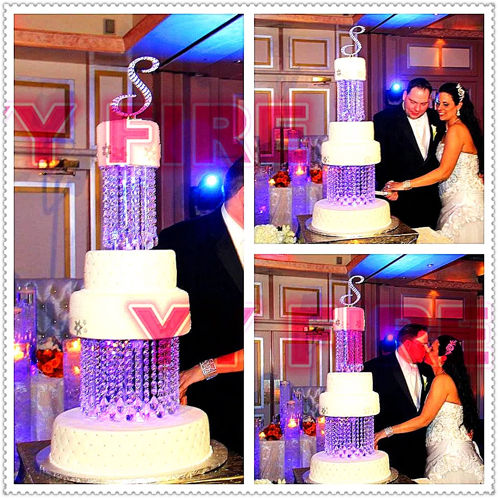 Подвесная Роскошная подставка для торта для дня рождения или свадьбы(диаметр 45 см/18 дюймов), прозрачные хрустальные бусины, акриловый основной стол