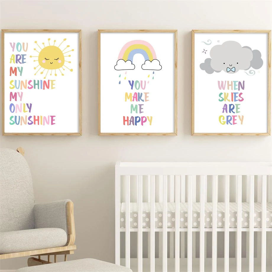 Sun Rainbow Cloud вдохновляющие цитаты настенная живопись на холсте скандинавские