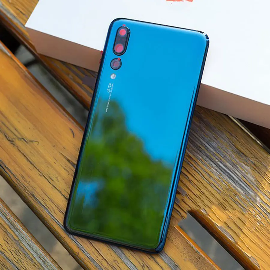 Оригинальное стекло для huawei P20 PRO Задняя крышка батареи задняя дверь Корпус чехол стеклянная панель Замена+ объектив камеры+ клей - Цвет: Blue