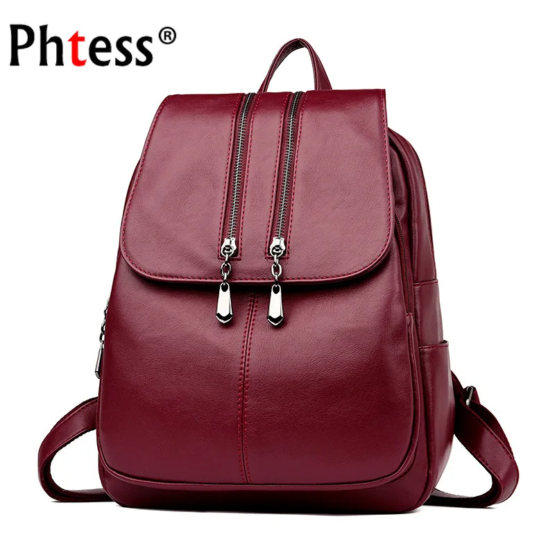 Koop 2019 Vrouwen Lederen Rugzakken Reizen Schoudertas Vrouwelijke Rugzakken voor Meisjes Schooltas Preppy Back Pack Vintage Bagpack Dames