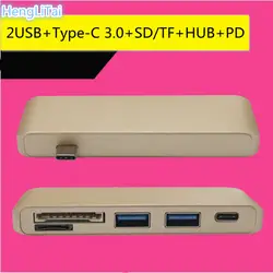 Новый 5в1 USB-C 3,1 мульти-для школы, больницы с 2 USB 3,0 портов type-C концентраторы PD SD/TF кардридер для Macbook