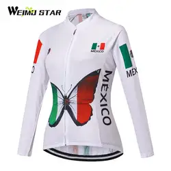 Мексика Велоспорт Джерси с длинным рукавом weimostar женская одежда из дышащего материала Ropa Ciclismo Топы корректирующие S-XXXL