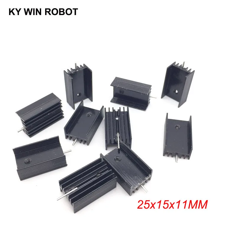 10Pcs Gratis Verzending Aluminium Om-220 Heatsink Om 220 Koellichaam Transistor Radiator TO220 Cooler Cooling 25*15*11Mm Met 1 Pin