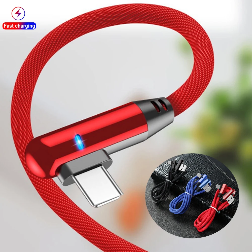 

2.4A Fast Charging Gaming LED Micro USB Data Cable Smart Data Sync Braided+Aluminum Alloy Head Android Type C For Samsung Huawei
